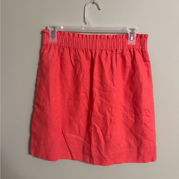 J. Crew Factory Linen-Cotton Blend City Skirt New Size 2 /XS Coral Elastic Waist - Picture 3 of 8